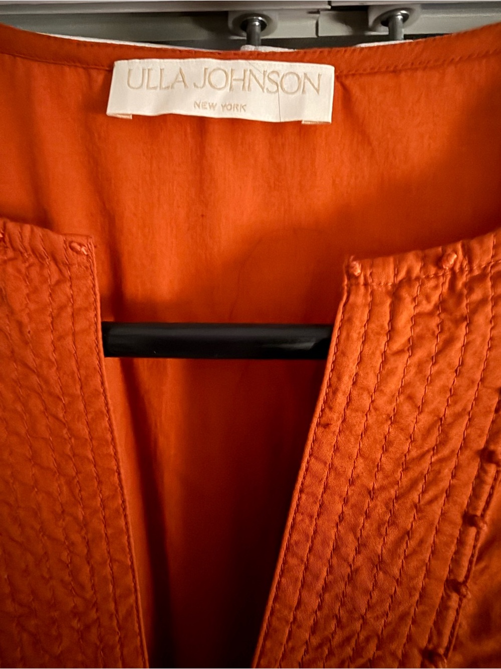 Ulla Johnson Rust Orange Ruffle-Trim Midi Dress - Picture 5 of 6